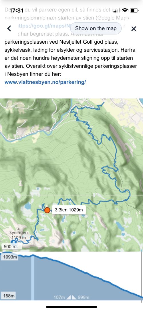 The content page map and elevation profile