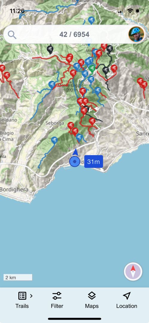 Click on the location icon