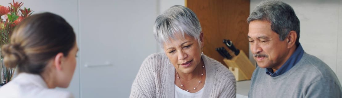 Senior Couple Sitting Lawyer Financial Decision