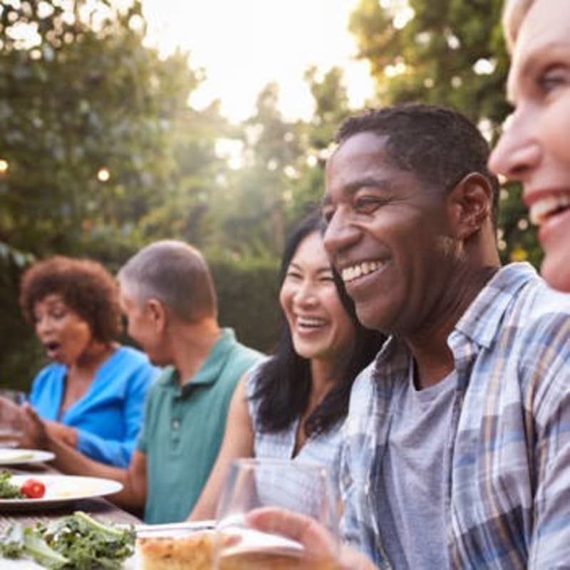 family eating in the garden