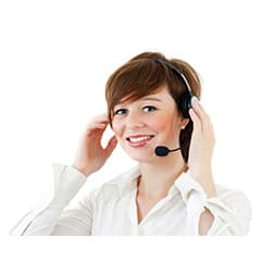 Smiling agent wearing a headset