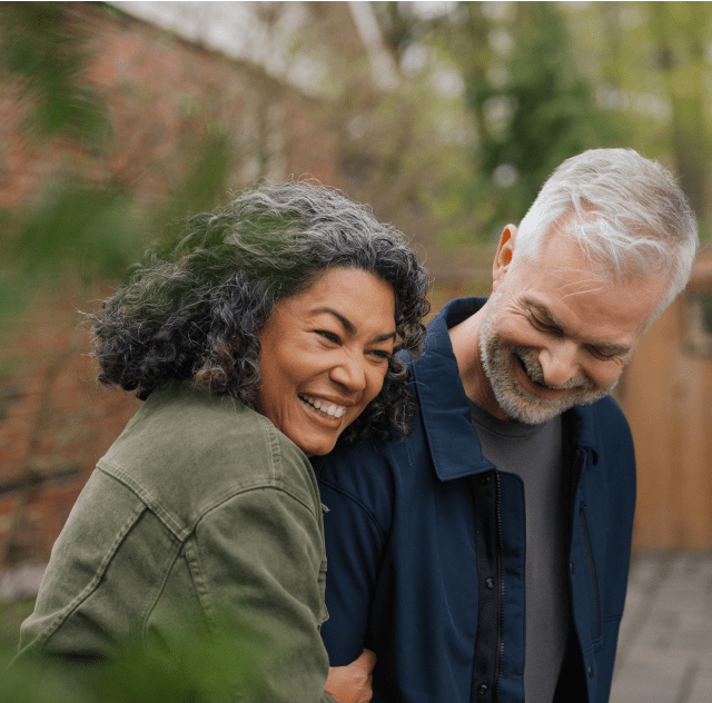 Smiling people with blurred nature background