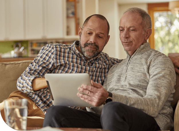 men watching tablet