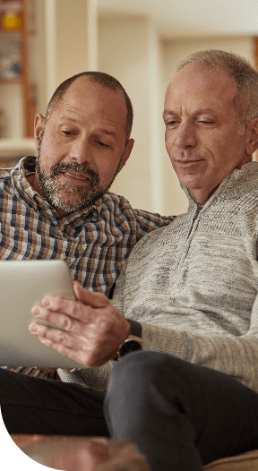 men watching tablet