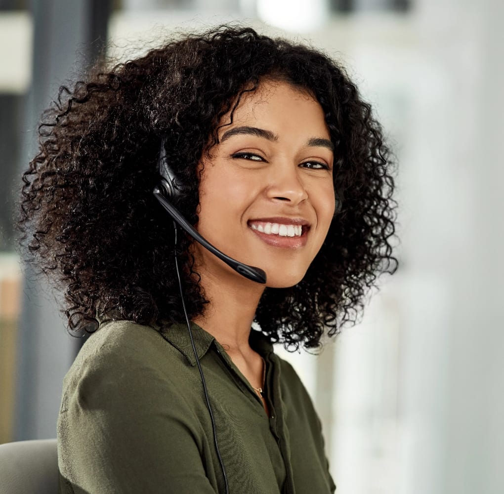 Happy person with headset