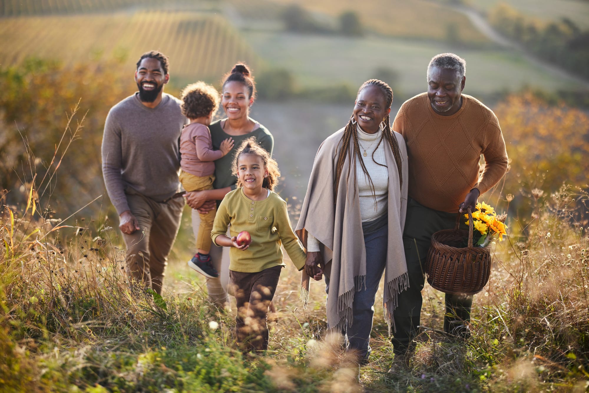 Family in field