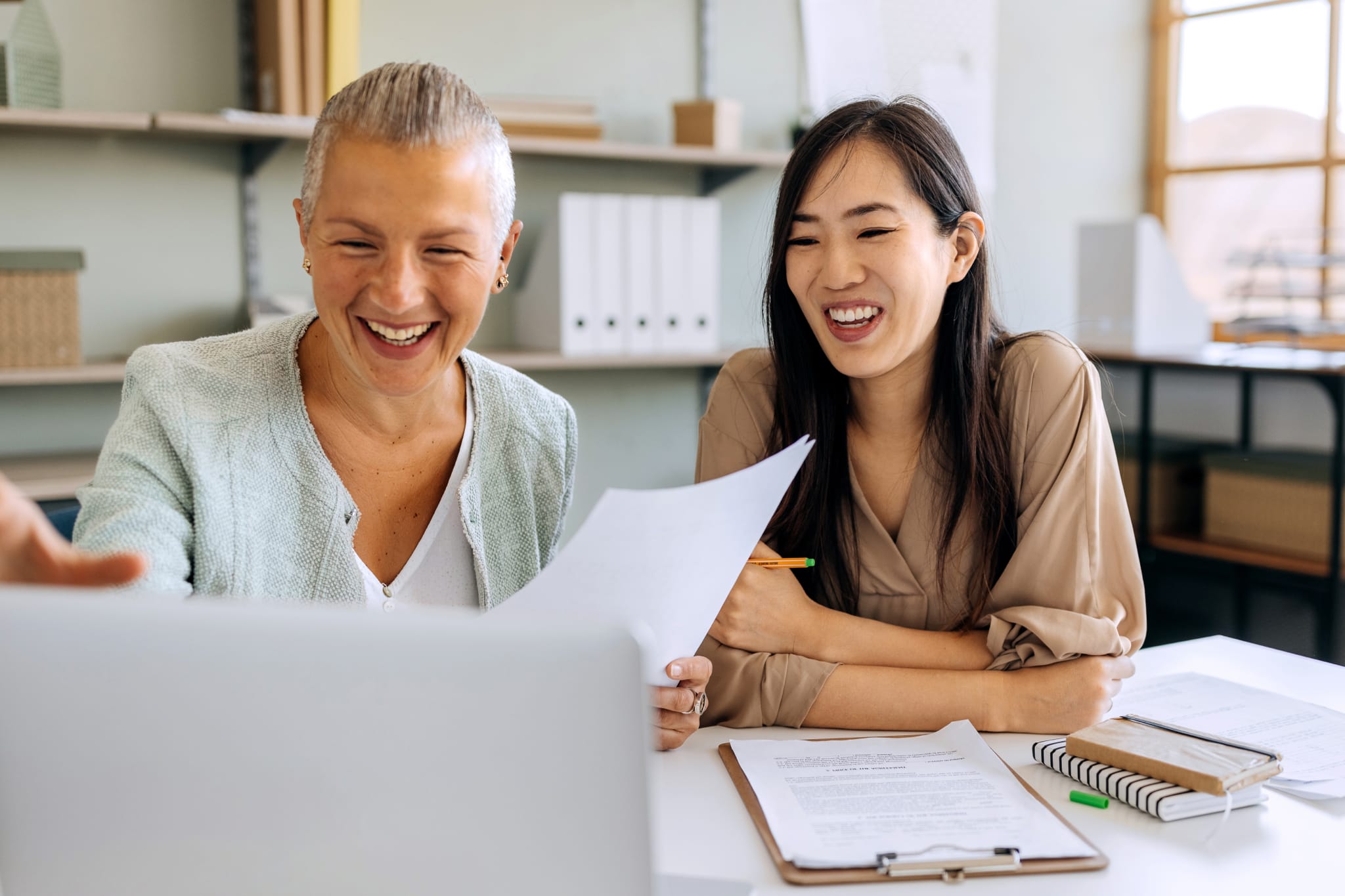 AMP Ladies Reviewing Papers