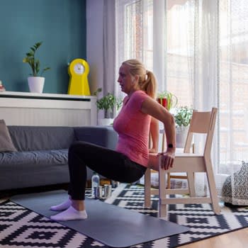 Woman doing chair exercises