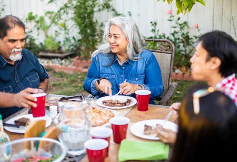 Hispanic family at cookout