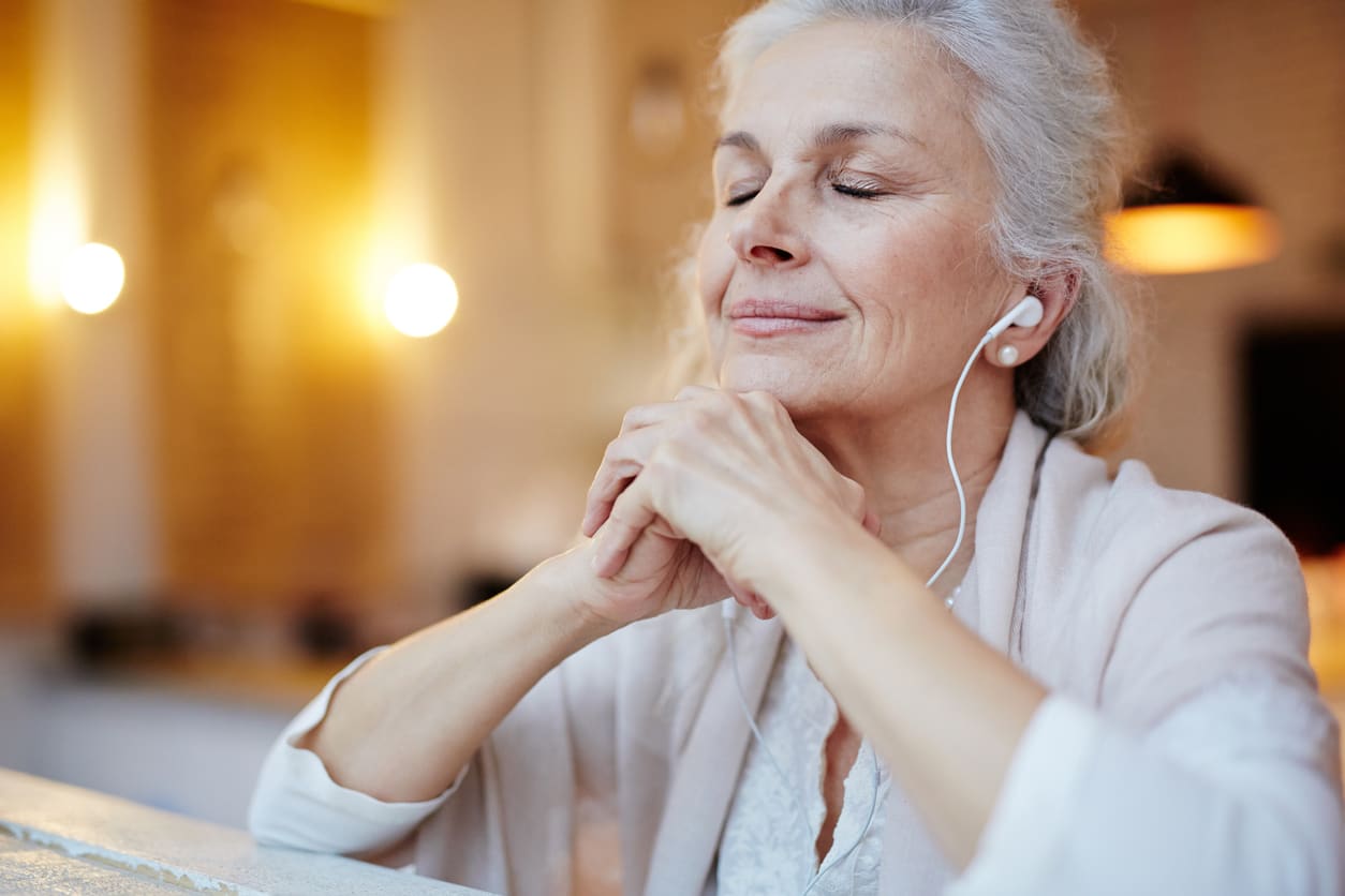 Lady with earphone