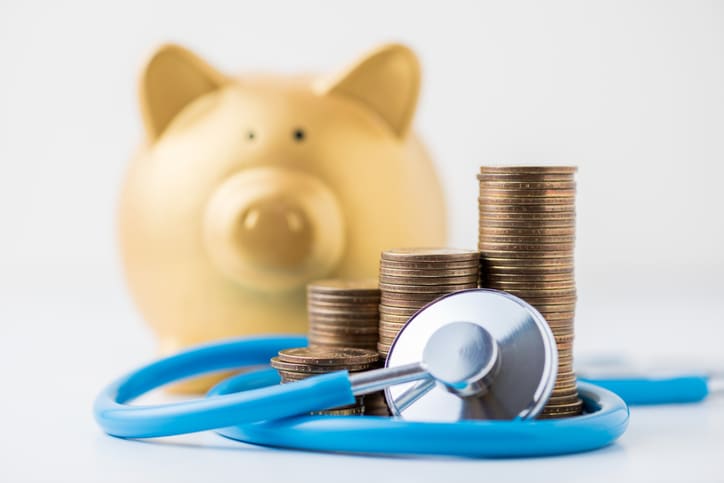 Piggy Bank Stethoscope Coins Money Health Healthcare
