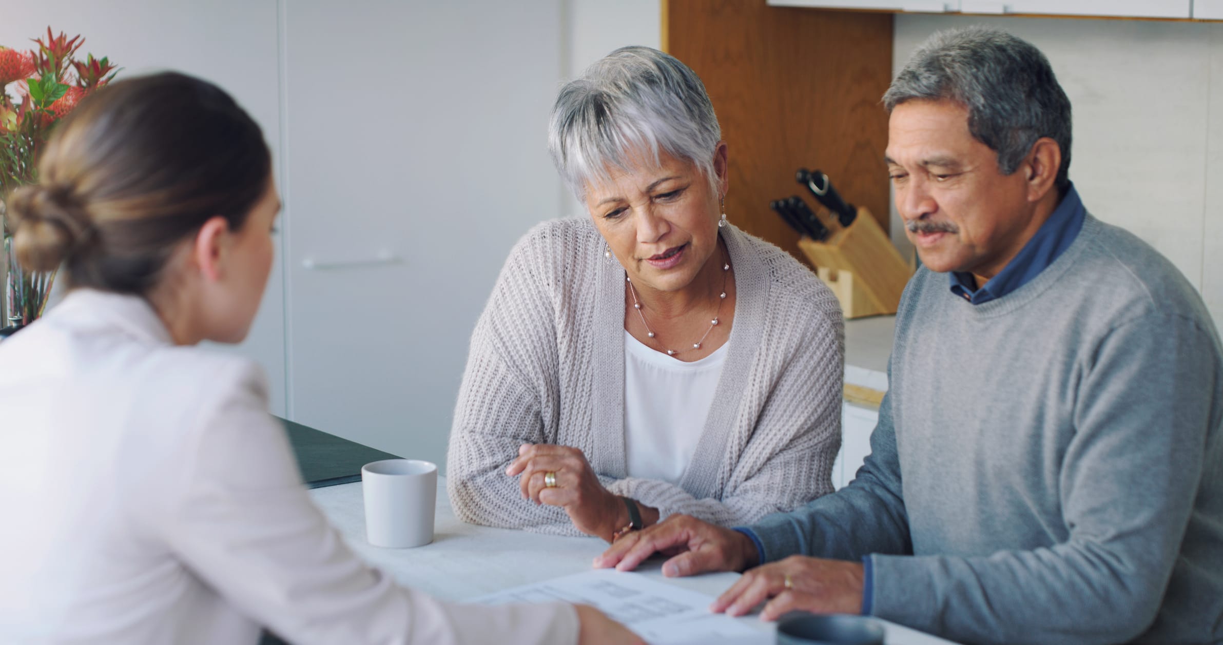 Senior Couple Sitting Lawyer Financial Decision