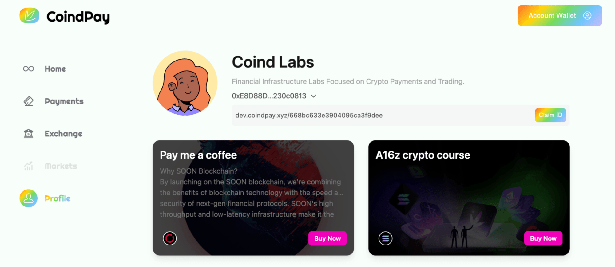 CoindPay Profile