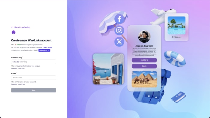 Create an account on WinkLinks