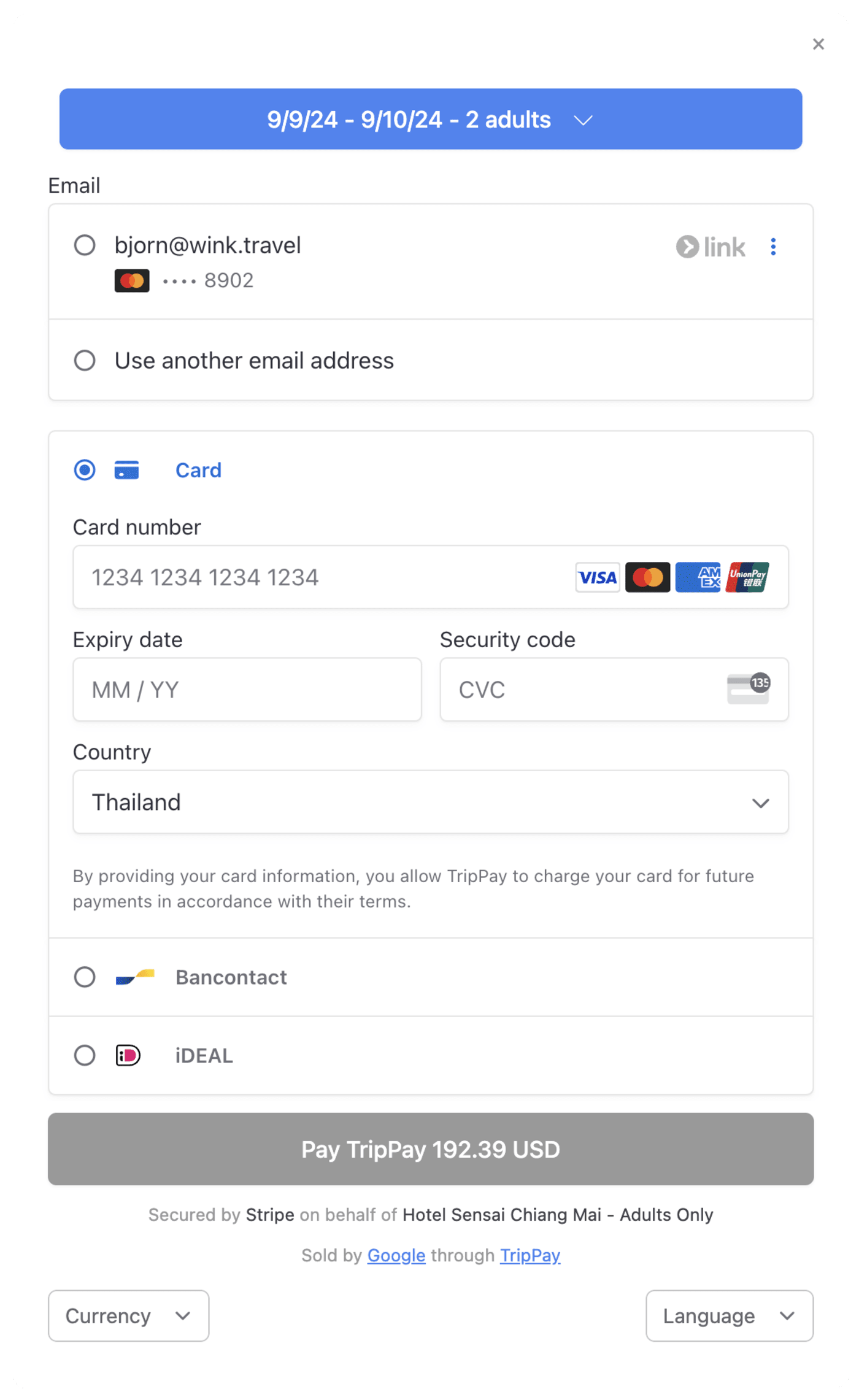 Payment details