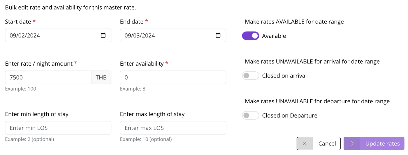 Bulk rate editor