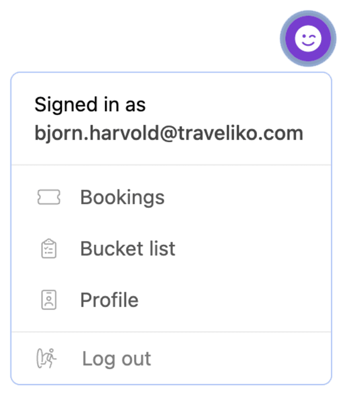 Account button when authenticated