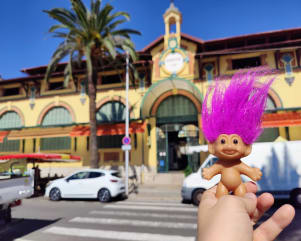 Oswald at Marché des Halles in Menton, France