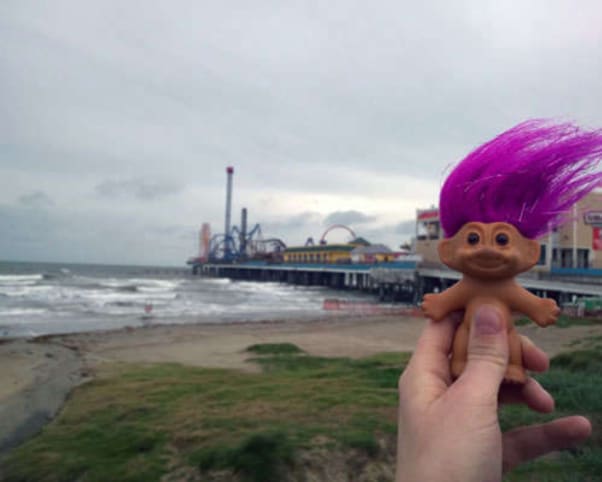 Oswald at Galveston's Pleasure Pier in Galveston, TX, USA