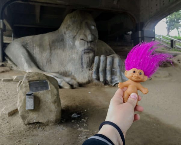Oswald at Fremont Troll in Seattle, WA, USA