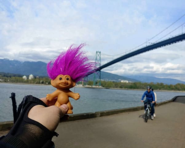 Oswald at Stanley Park Seawall Path in Vancouver, BC, Canada