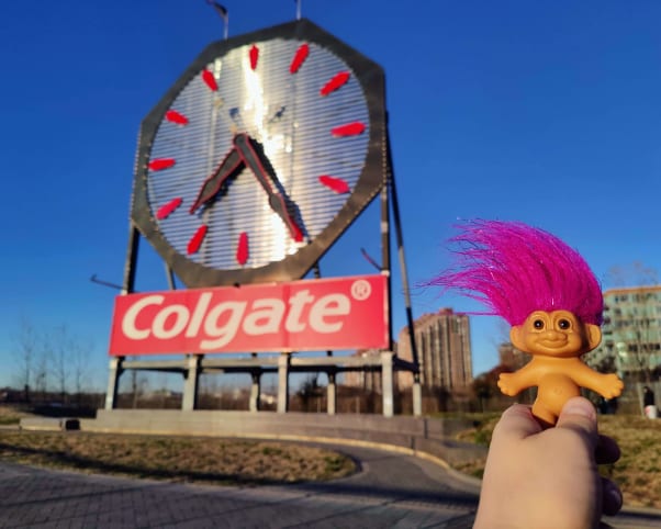 Oswald at Colgate Clock in Jersey City, NJ, USA