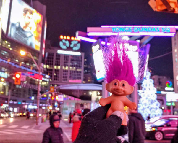 Oswald at Yonge Dundas Square in Toronto, ON, Canada