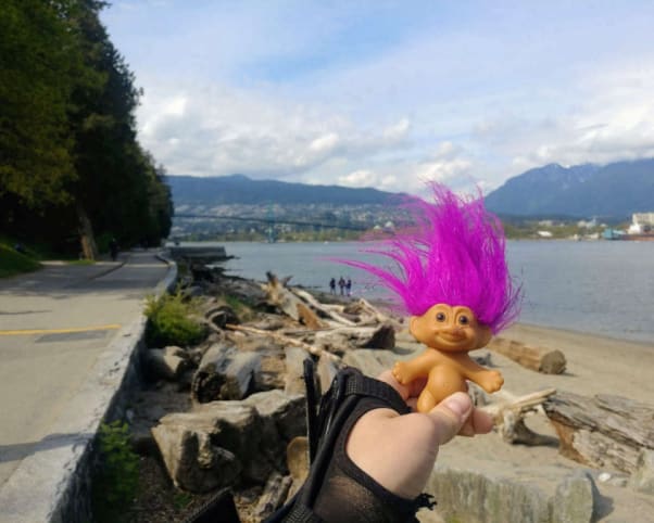 Oswald at Stanley Park Seawall Path in Vancouver, BC, Canada