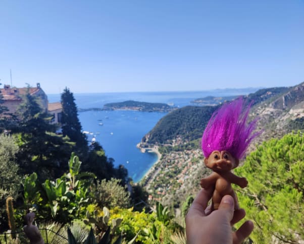 Oswald at Le Jardin Exotique in Èze, France