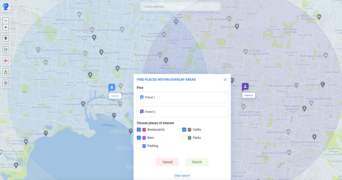 Meet Halfway Find locations in your city to meet with friends