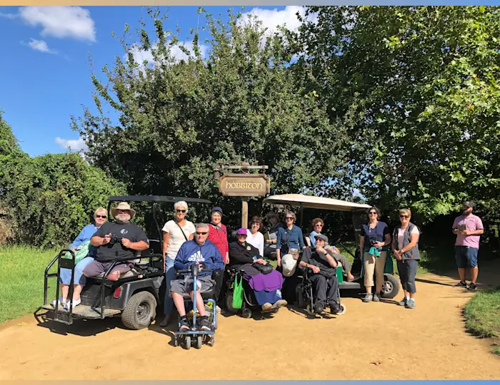 People in wheelchairs and accessible vehicles