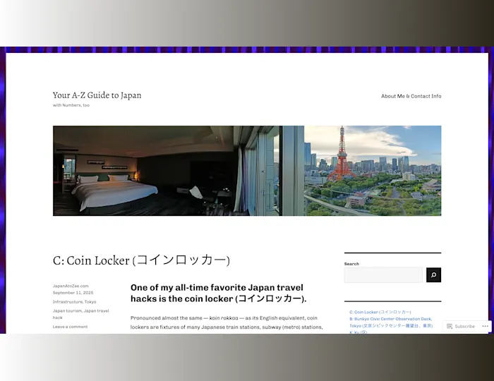 Screenshot of JapanAtoZee.com homepage