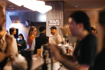 Picture of people socialising in a bar in Berlin