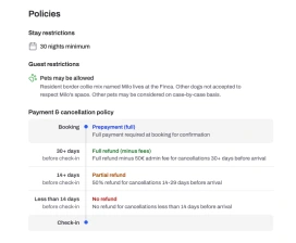 Coliving page: policies and restrictions