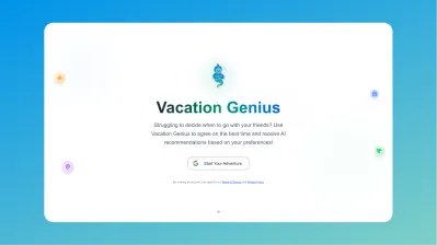 Landing Page with the text Vacation Genius on white