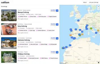 Explore view: list & map of colivings