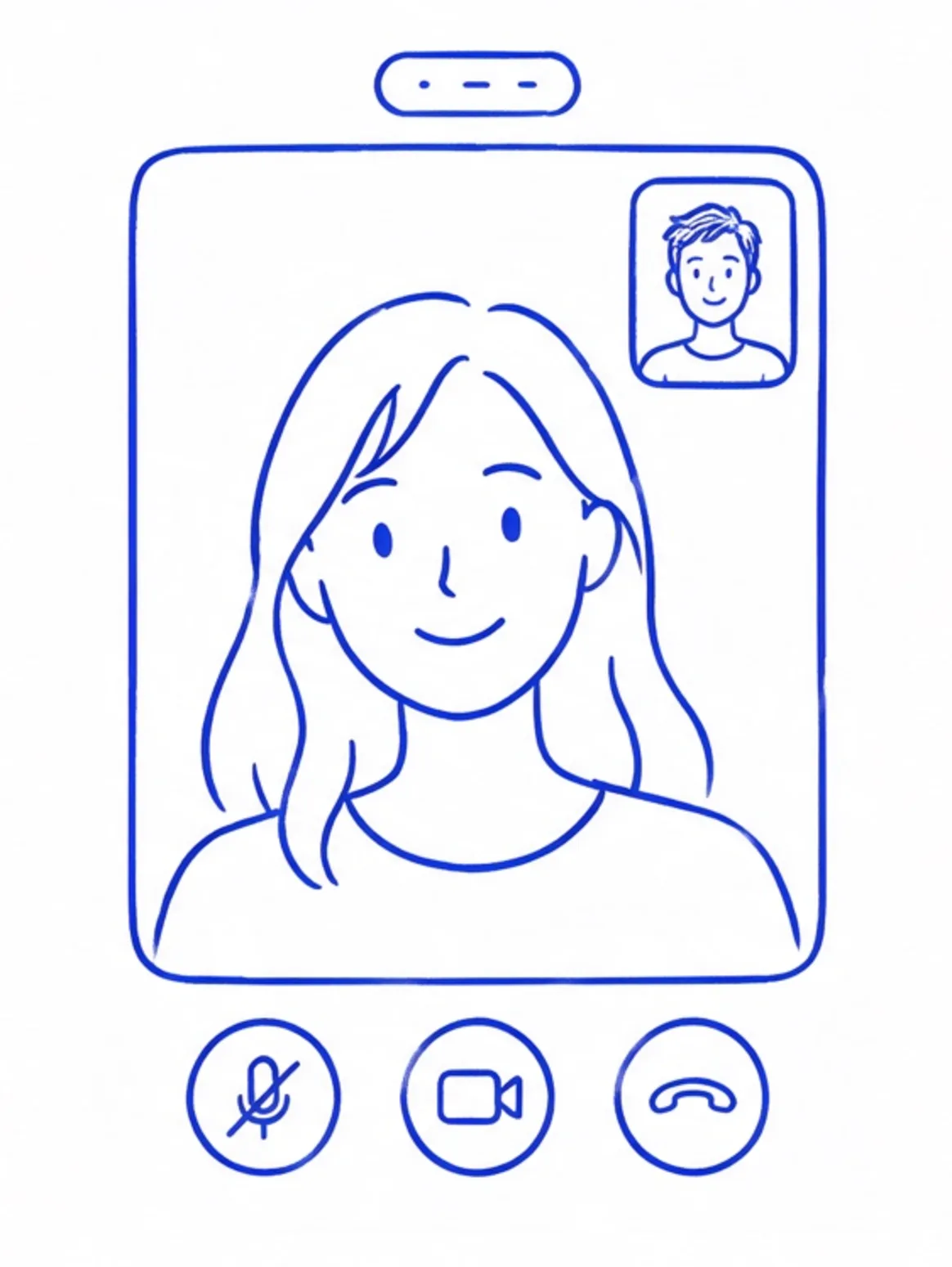 Sketch outline of two people on a video call on the phone