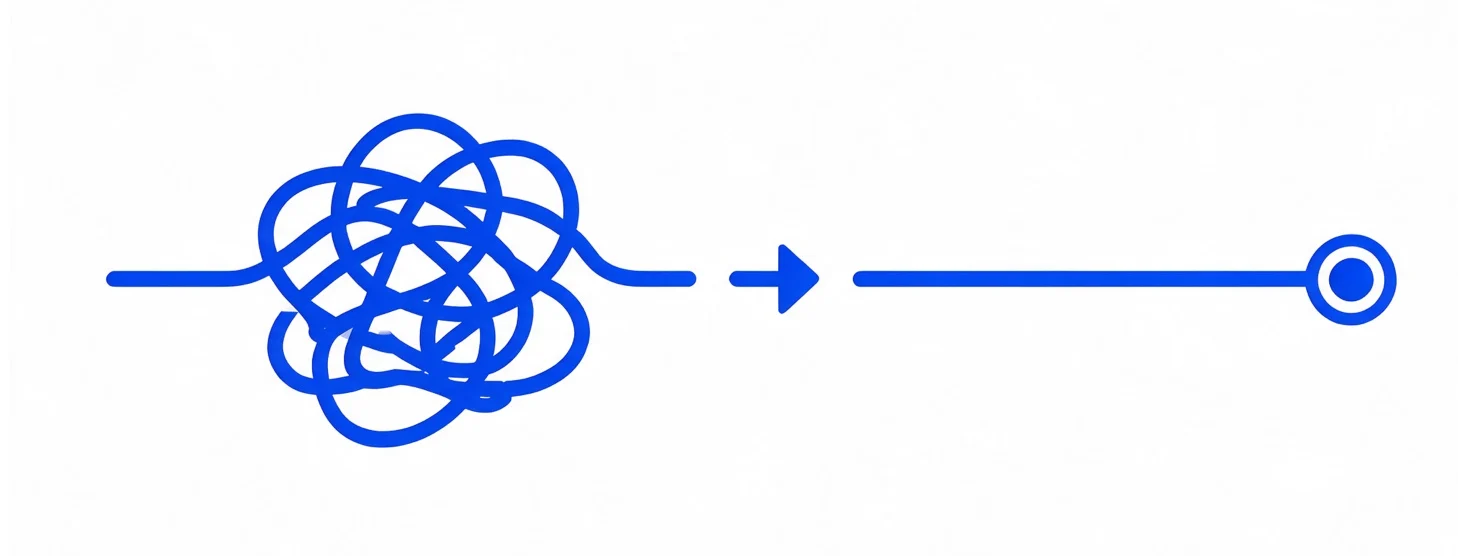 A line drawing from a ball to a straight line