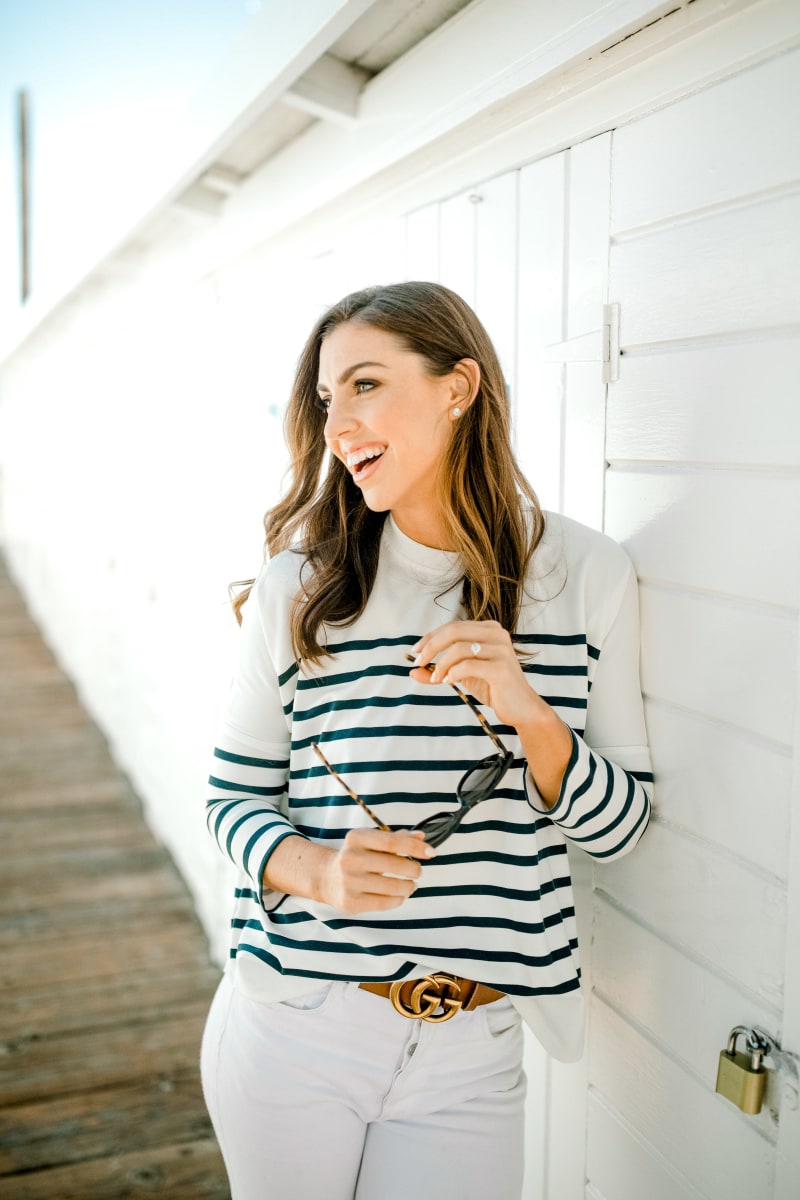 Young woman in striped shirt