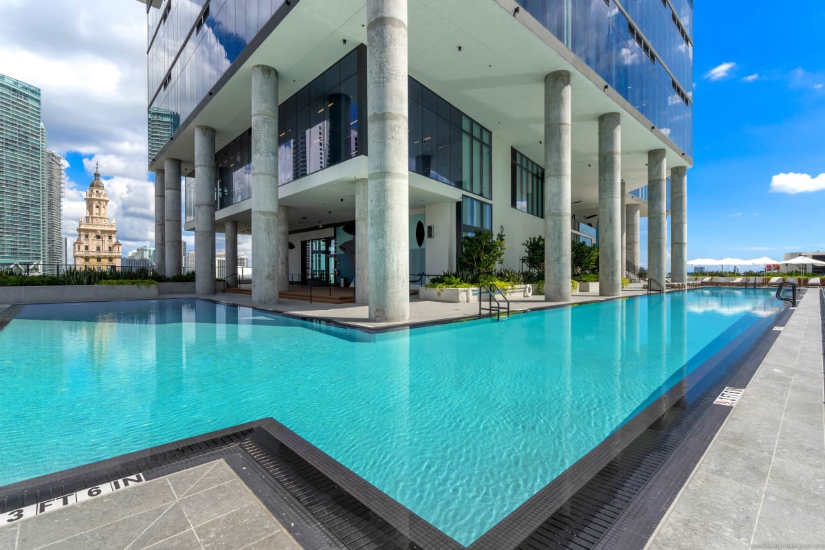 The Elser Hotel & Residences pool deck with skyline view