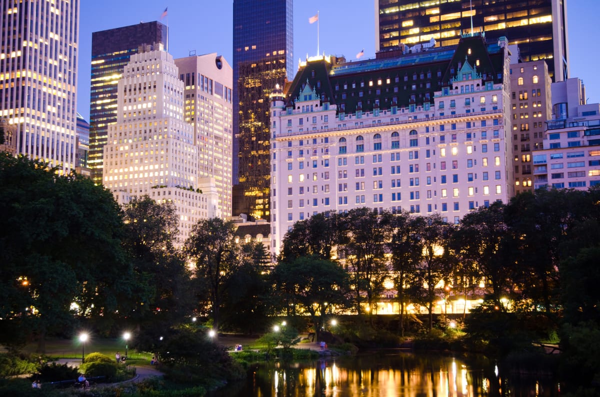 View of Manhattan including the plaza hotel, from Central Park 