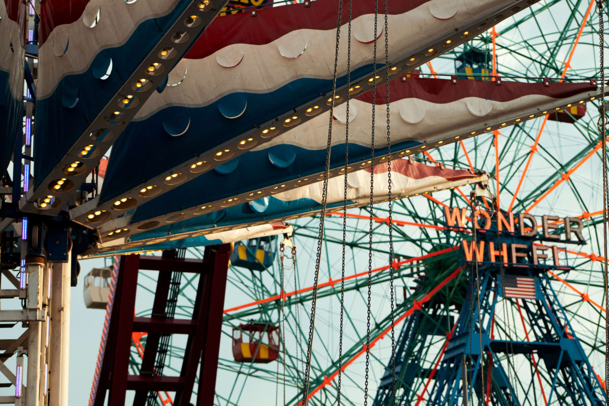 Close up of the Wonder Wheel Ferris Wheel at Coney Island