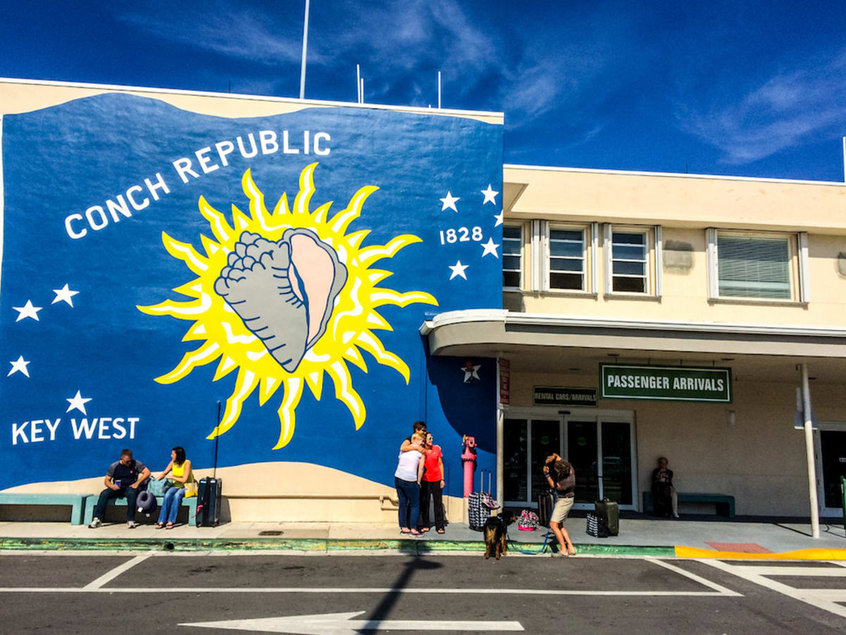 people-standing-outside-key-west-airport