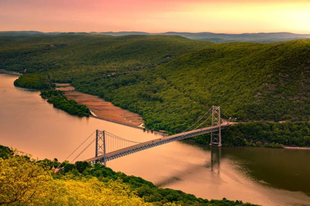 Bridge crossing Hudson River over Bear Mountain, New York.