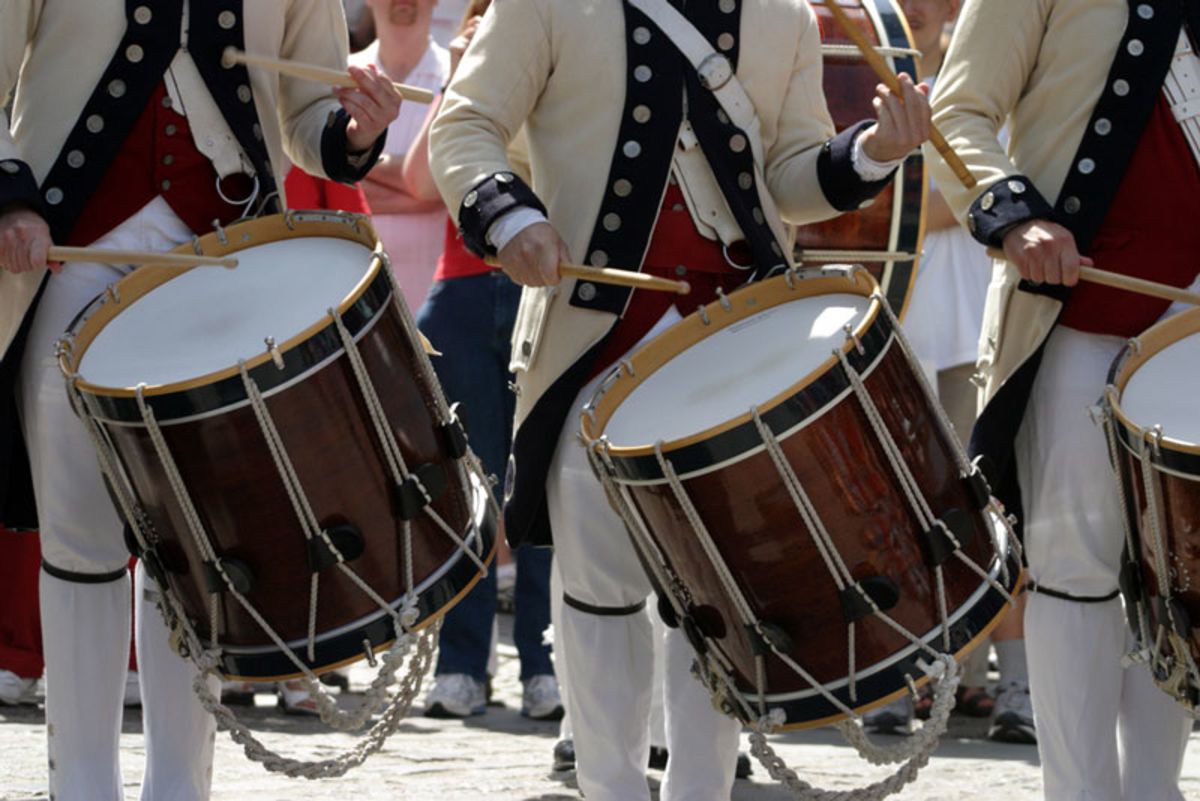 men-playing-drums-in-4th-of-july-reenactment