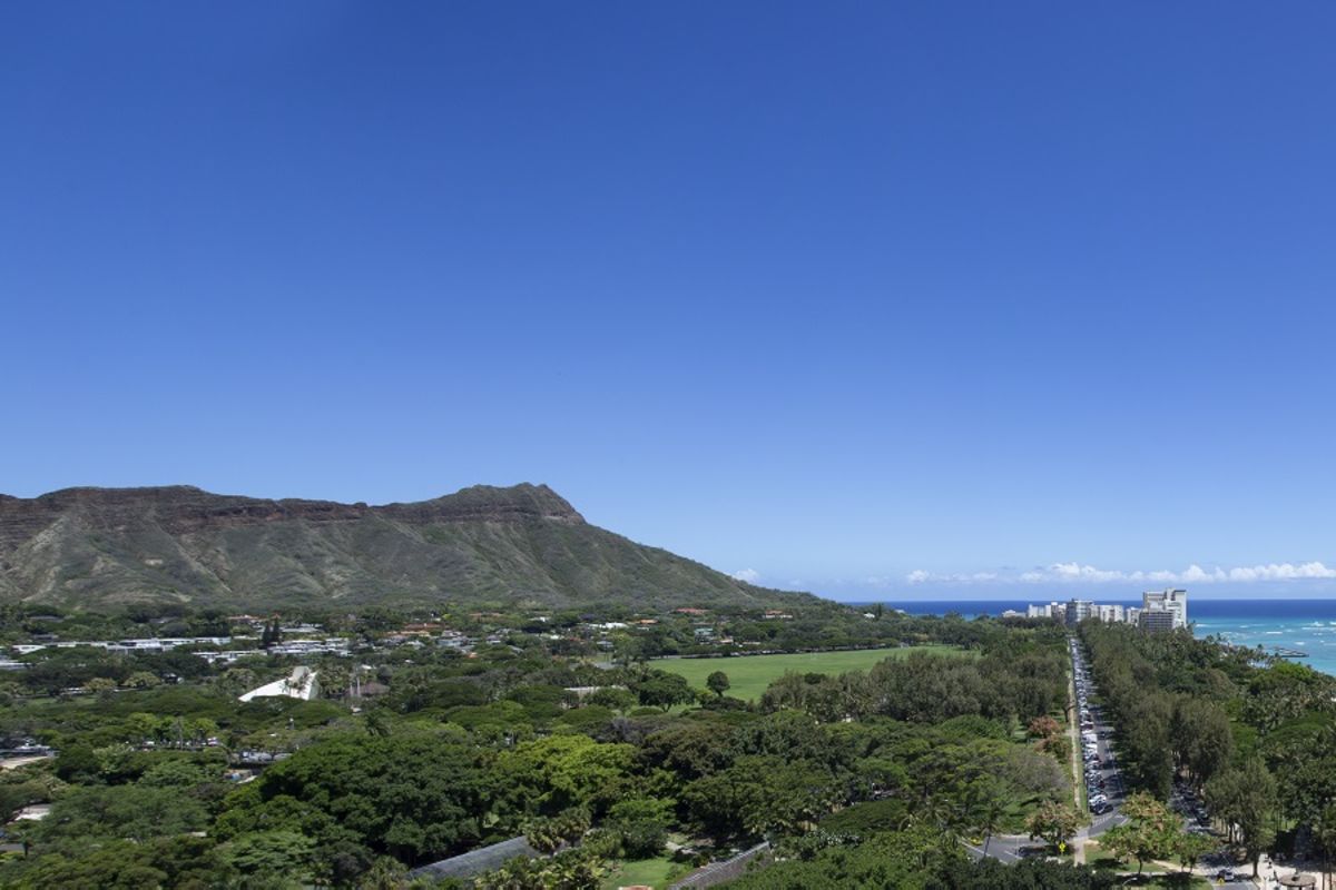 View of Diamond Head, Kapiolani Park and Pacific Ocean