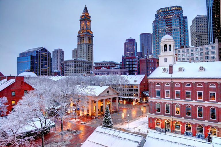 美國波士頓地區雪景.憶往.Boston winter landscape .Massachusetts. Red Square 123的