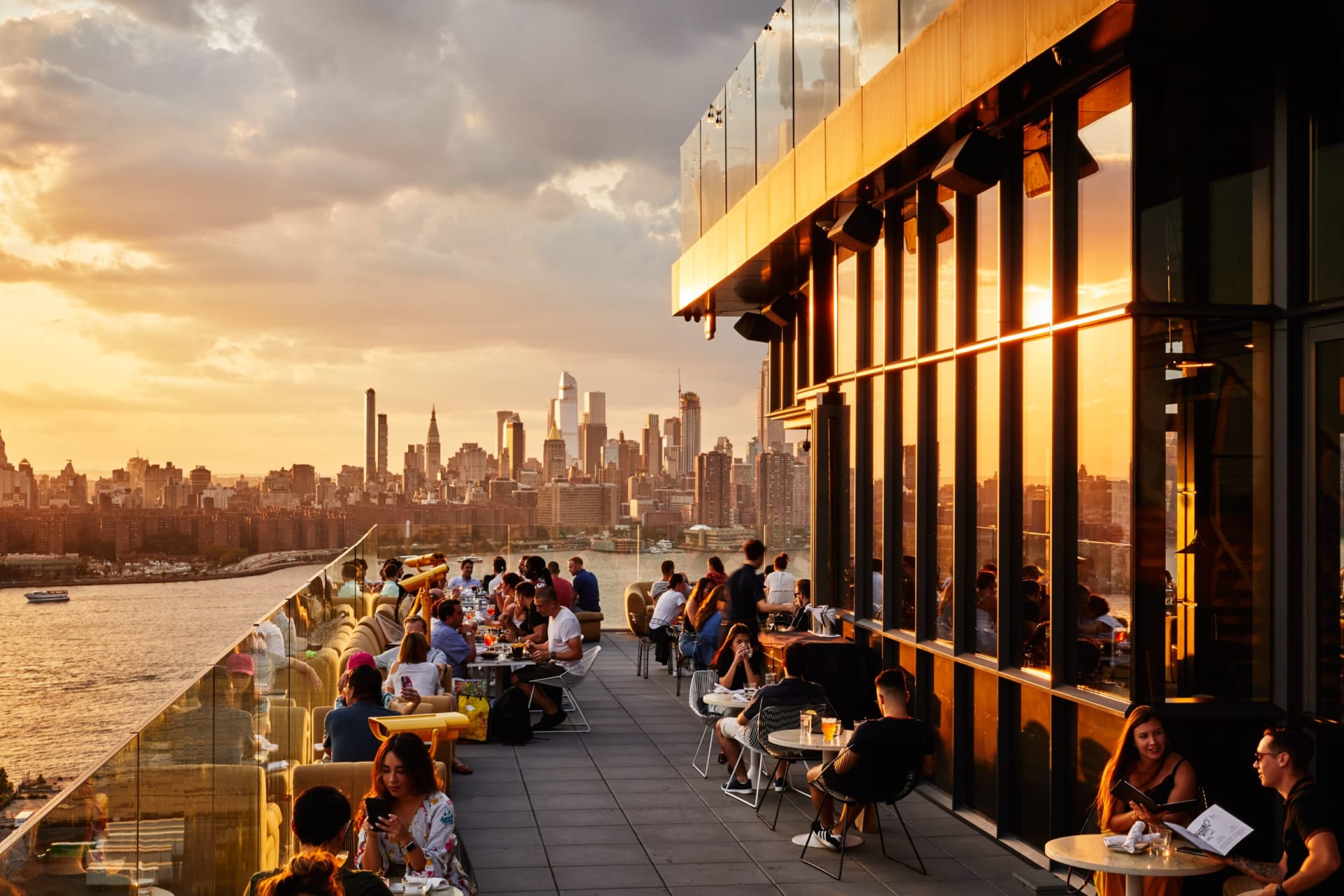 Westlight, people having their food outdoor during sunset