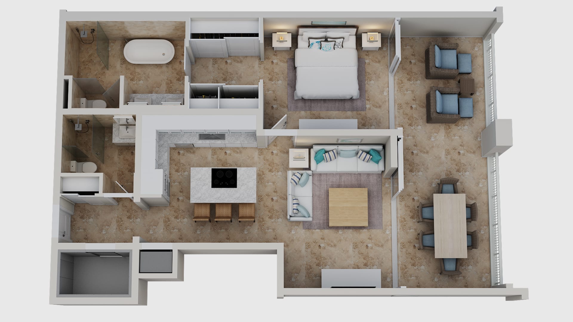One Bedroom Contemporary Suite  Floor Plan