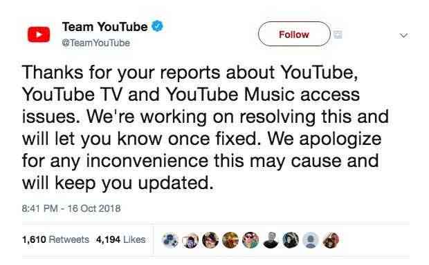 penjelasan twitter youtube down - Youtube Down! Berikut Penjelasan dan Respon dari Pihak Youtube